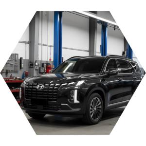 Хендай Палисад готовится к регулировке схода-развала в автотехцентре