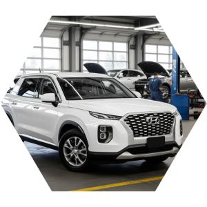 Хендай Палисад готовится к замене масла в двигателе в автотехцентре